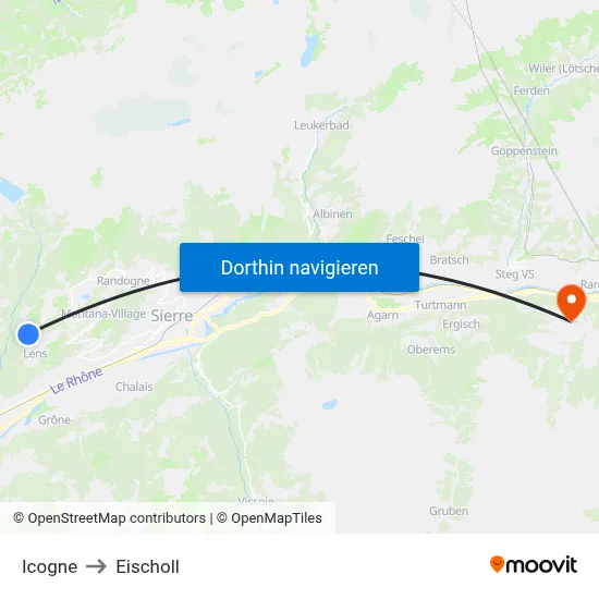 Icogne to Eischoll map
