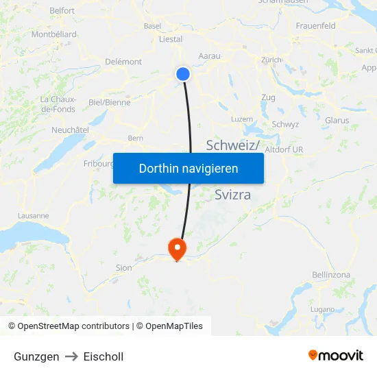 Gunzgen to Eischoll map