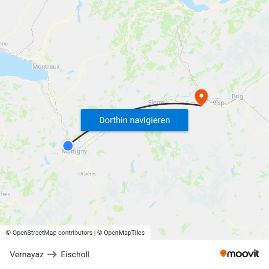 Vernayaz to Eischoll map