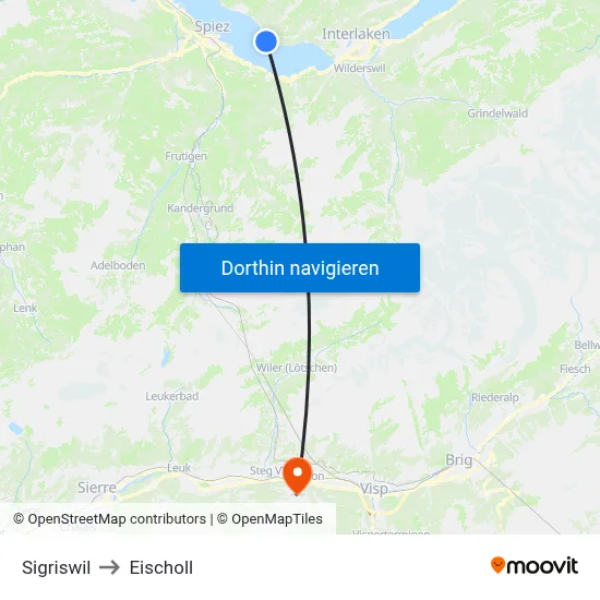 Sigriswil to Eischoll map