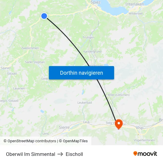Oberwil Im Simmental to Eischoll map