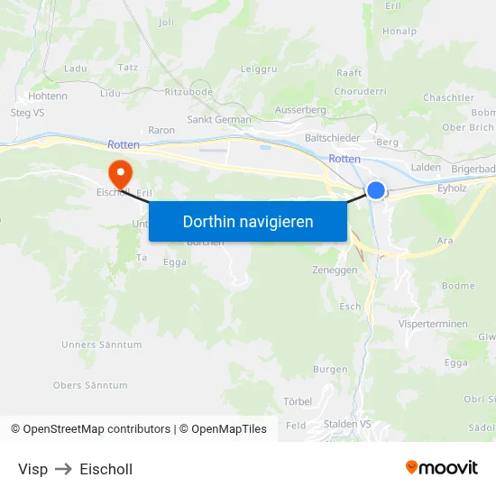 Visp to Eischoll map