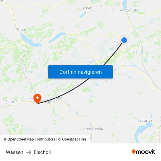 Wassen to Eischoll map