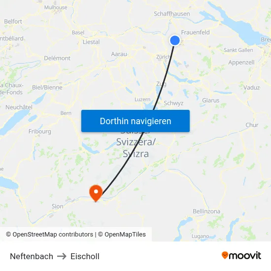 Neftenbach to Eischoll map