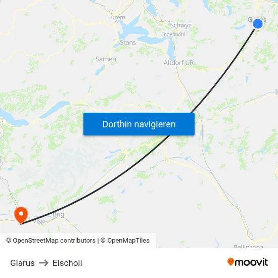 Glarus to Eischoll map