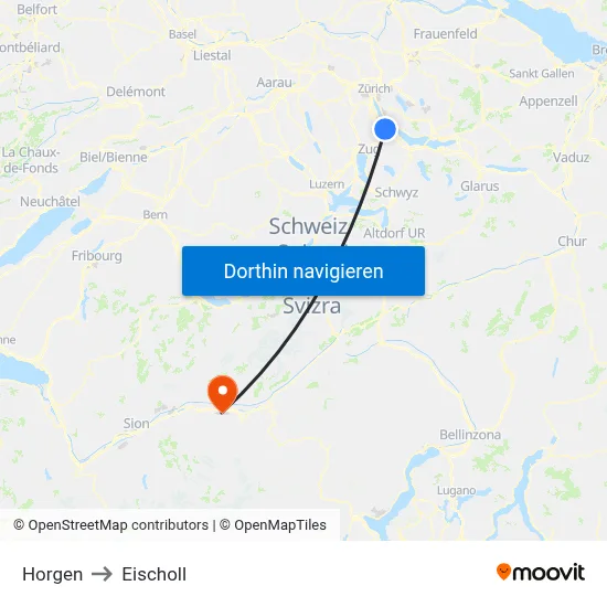 Horgen to Eischoll map