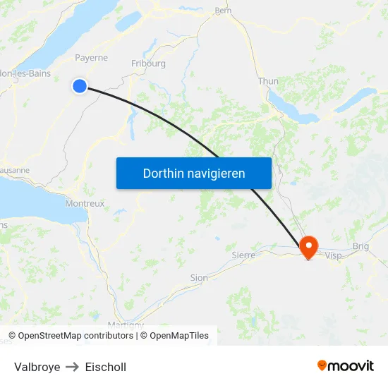 Valbroye to Eischoll map
