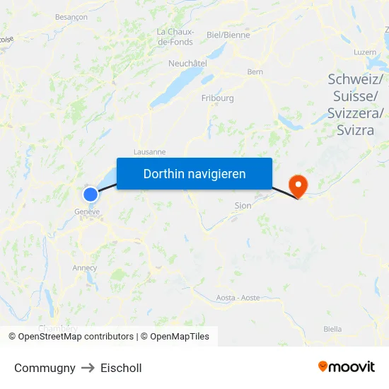 Commugny to Eischoll map