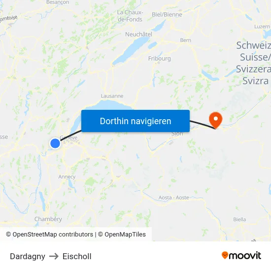 Dardagny to Eischoll map
