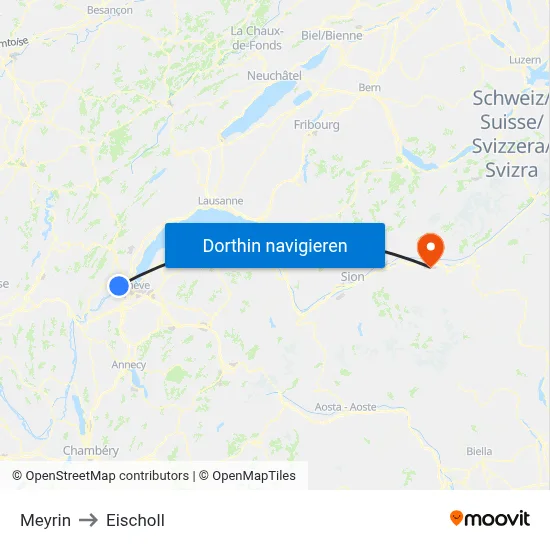 Meyrin to Eischoll map