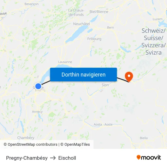 Pregny-Chambésy to Eischoll map
