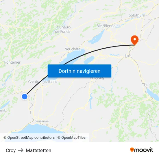 Croy to Mattstetten map