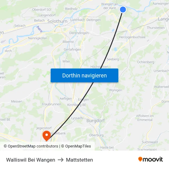 Walliswil Bei Wangen to Mattstetten map
