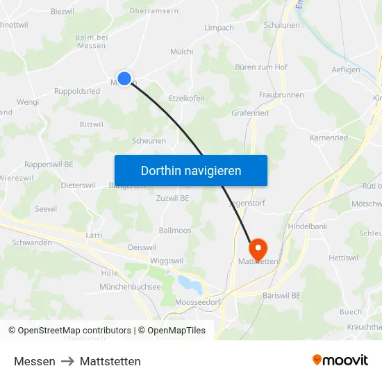 Messen to Mattstetten map