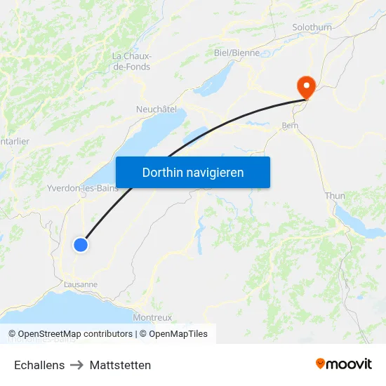 Echallens to Mattstetten map