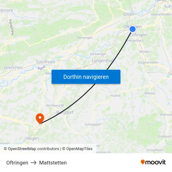 Oftringen to Mattstetten map