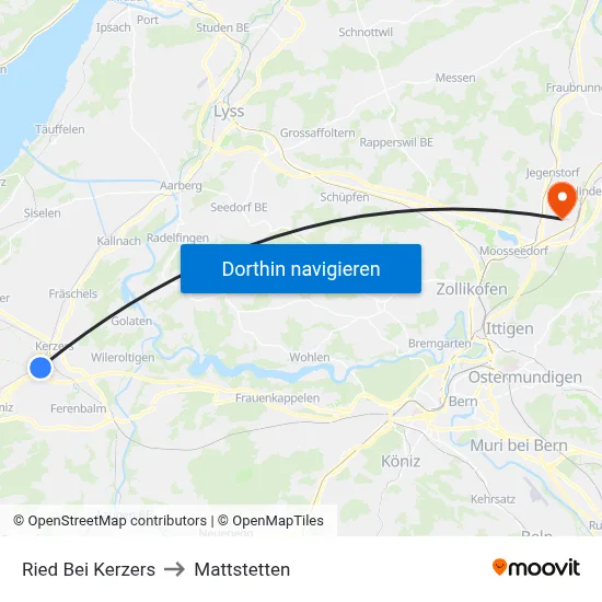 Ried Bei Kerzers to Mattstetten map