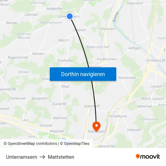 Unterramsern to Mattstetten map
