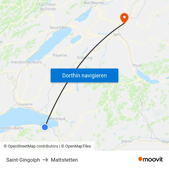 Saint-Gingolph to Mattstetten map