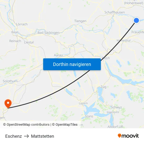 Eschenz to Mattstetten map