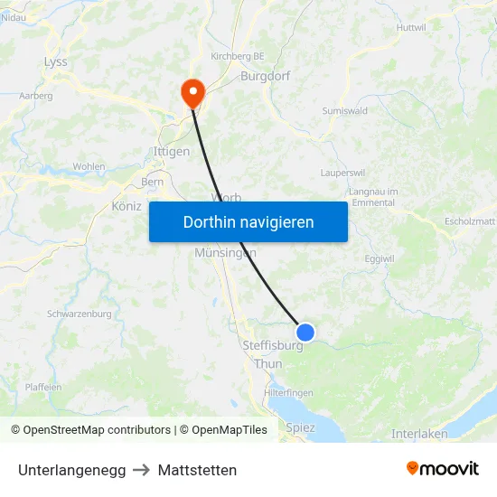 Unterlangenegg to Mattstetten map