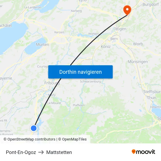 Pont-En-Ogoz to Mattstetten map