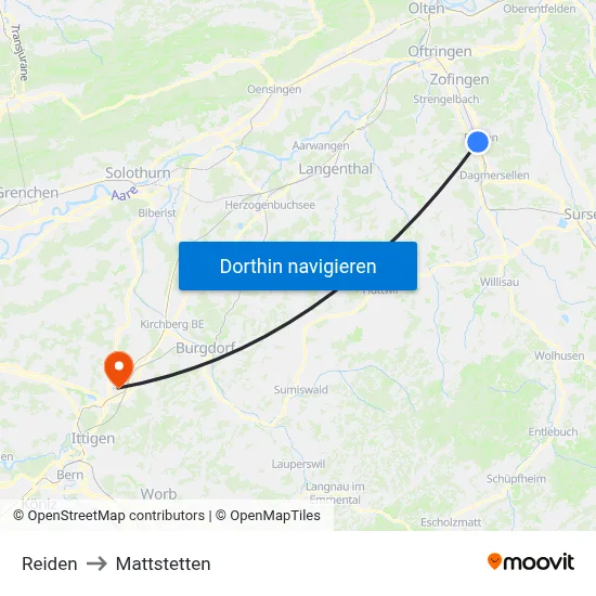 Reiden to Mattstetten map
