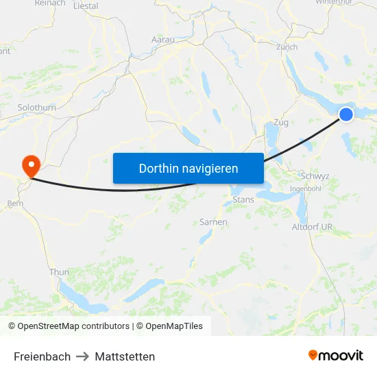 Freienbach to Mattstetten map