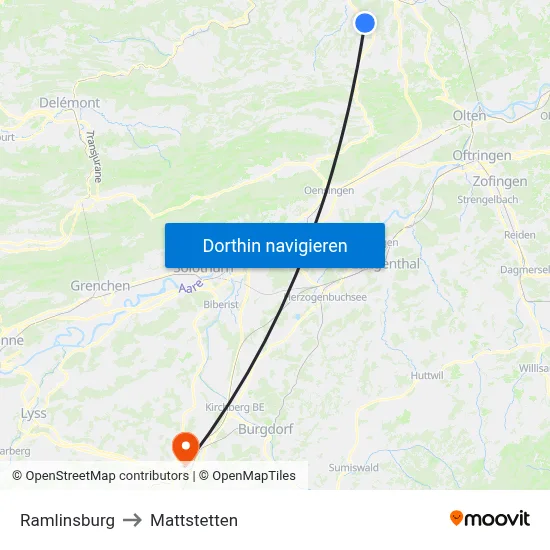 Ramlinsburg to Mattstetten map