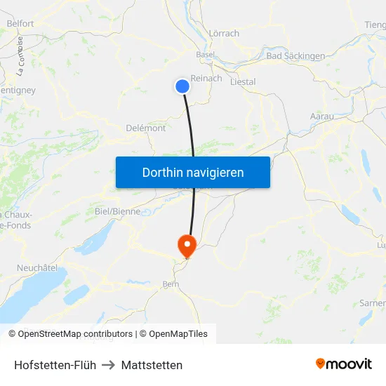 Hofstetten-Flüh to Mattstetten map