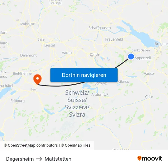 Degersheim to Mattstetten map