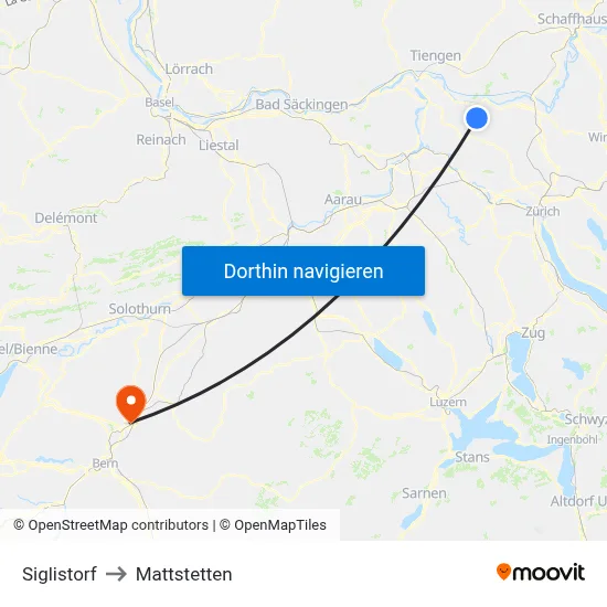 Siglistorf to Mattstetten map