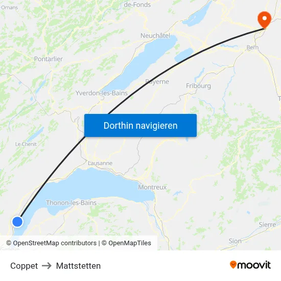 Coppet to Mattstetten map
