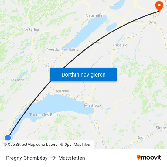 Pregny-Chambésy to Mattstetten map