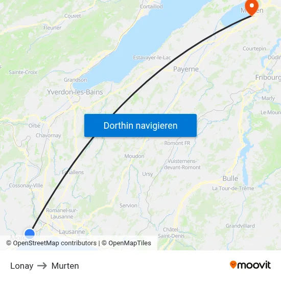 Lonay to Murten map