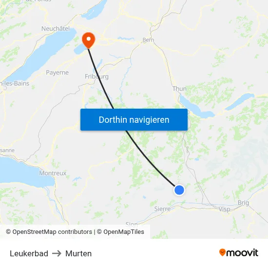 Leukerbad to Murten map