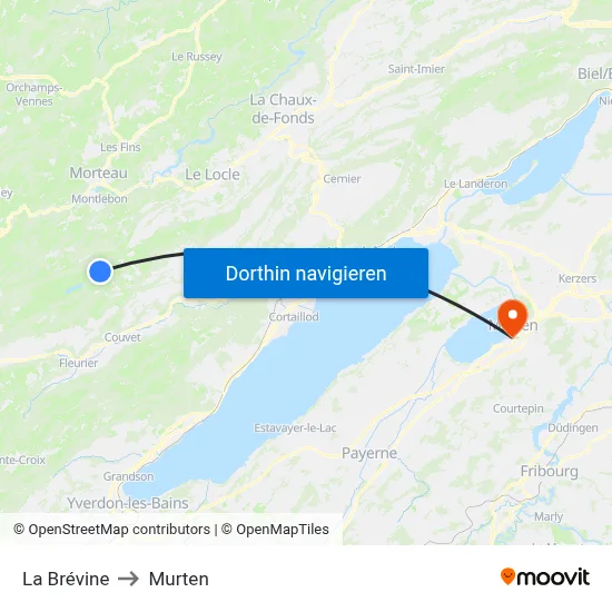 La Brévine to Murten map