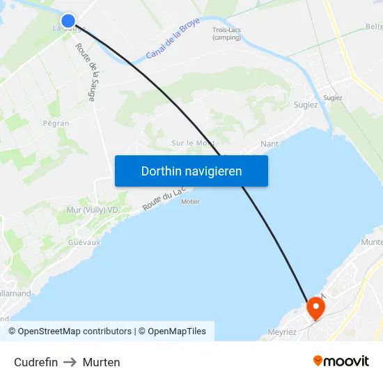 Cudrefin to Murten map