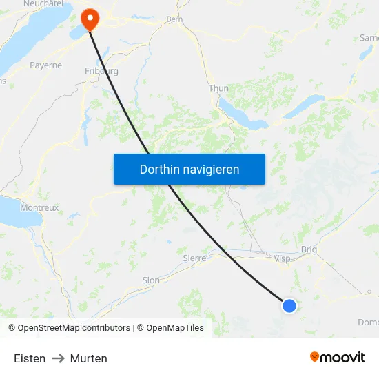 Eisten to Murten map