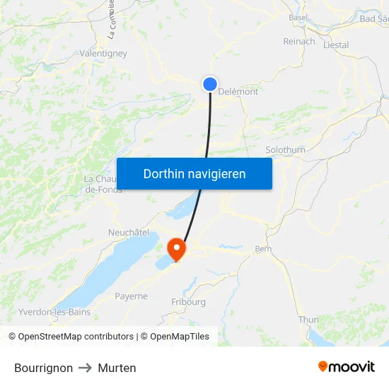 Bourrignon to Murten map
