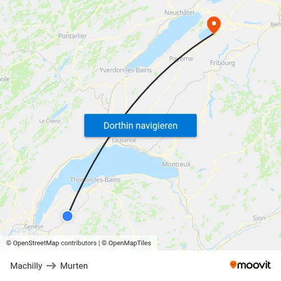 Machilly to Murten map