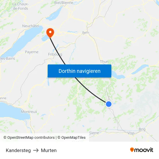 Kandersteg to Murten map