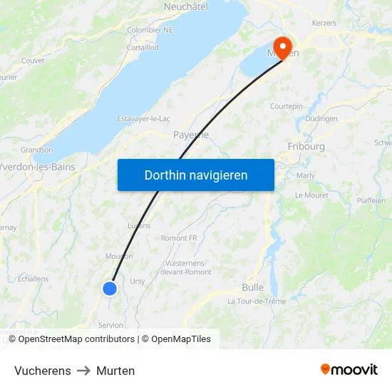 Vucherens to Murten map
