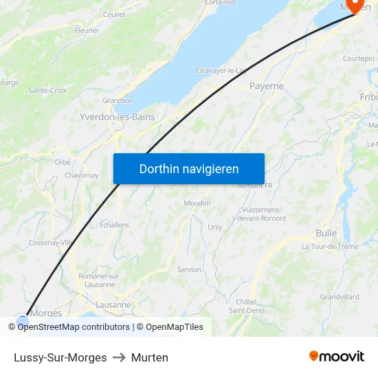 Lussy-Sur-Morges to Murten map
