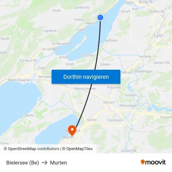 Bielersee (Be) to Murten map