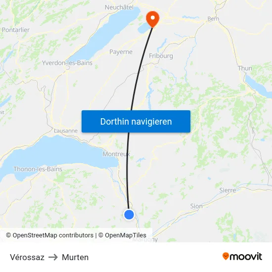 Vérossaz to Murten map