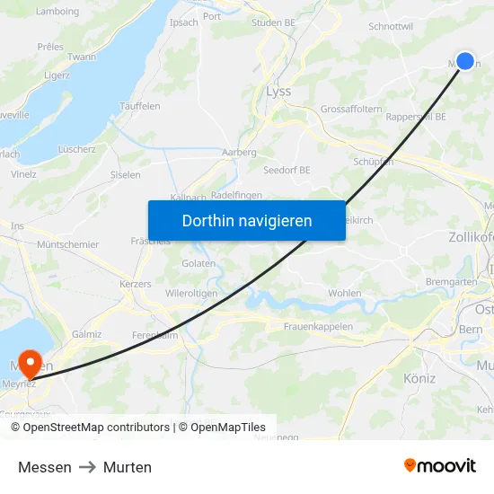 Messen to Murten map