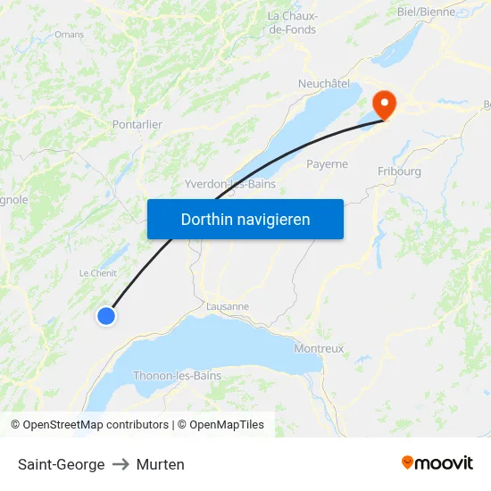 Saint-George to Murten map