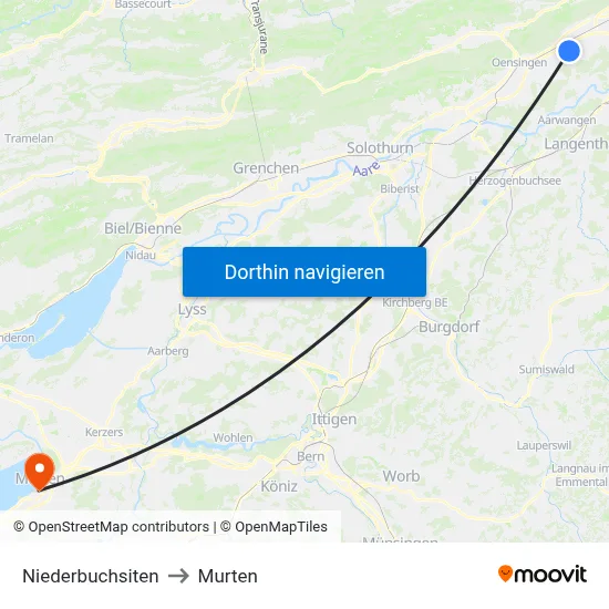 Niederbuchsiten to Murten map