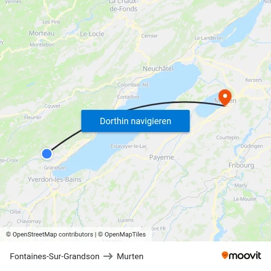 Fontaines-Sur-Grandson to Murten map